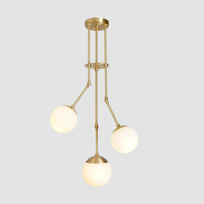 Handcrafted Modern Brass 3 Globe Balance Chandelier Light Fixture