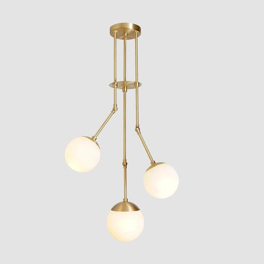 Handcrafted Modern Brass 3 Globe Balance Chandelier Light Fixture