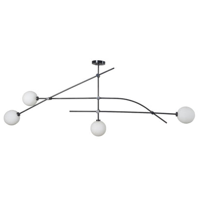 Mid Century Sputnik Five Globe Linear Chandelier Modern Handmade Brass Chandelier Ceiling Light Fixture