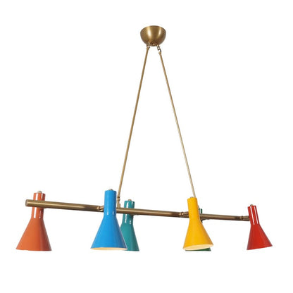 Mid Century Multi Color Shade Linear Chandelier Ceiling Pendant Light Fixture Modern Handmade Brass Chandelier