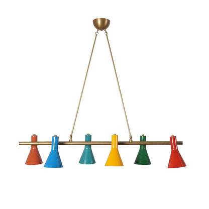 Mid Century Multi Color Shade Linear Chandelier Ceiling Pendant Light Fixture Modern Handmade Brass Chandelier