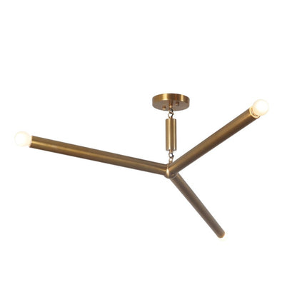 Mid Century Sputnik Three Arm Light Linear Chandelier Modern Handmade Brass Chandelier Ceiling Light Fixture
