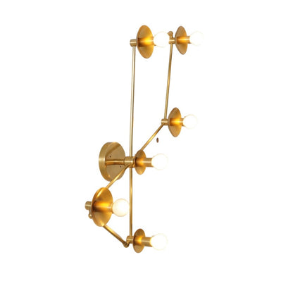 Six Light Handmade Brass Sputnik Wall Lamp Bedside Wall Sconce