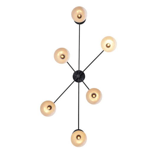 6 Light Half Dome Shade Brass Sputnik Ceiling Flush Mount Wall Lamp Flush Mount Fixture