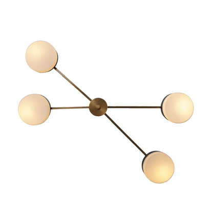 4 Light Glass Shade Brass Sputnik Ceiling Flush Mount Wall Lamp Semi Flush Mount Fixture