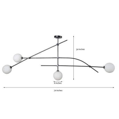 Mid Century Sputnik Five Globe Linear Chandelier Modern Handmade Brass Chandelier Ceiling Light Fixture