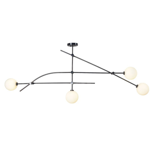 Mid Century Sputnik Five Globe Linear Chandelier Modern Handmade Brass Chandelier Ceiling Light Fixture