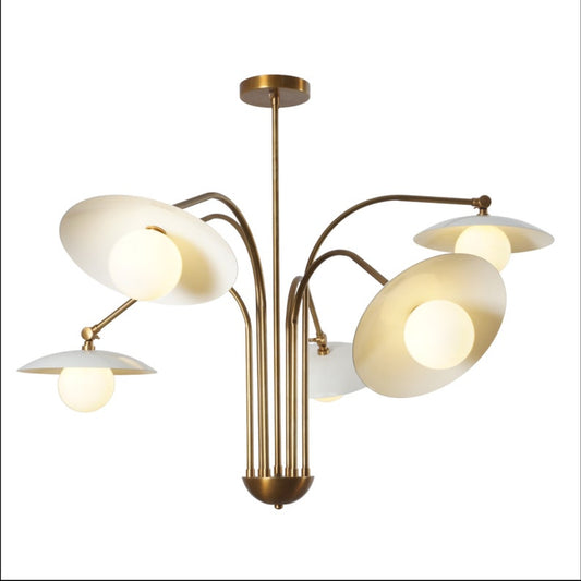 Mid Century Sputnik Six Globe Brass Leaf Chandelier Modern Handmade Brass Chandelier Ceiling Light Fixture