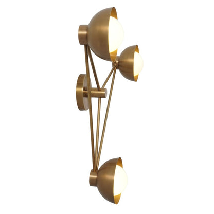 Three Globe Handmade Brass Sputnik Flush Mount Chandelier Pendant Light Fixture Raw Brass Wall Sconce