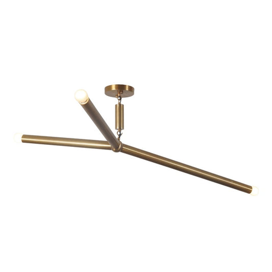 Mid Century Sputnik Three Arm Light Linear Chandelier Modern Handmade Brass Chandelier Ceiling Light Fixture