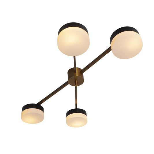 4 Light Glass Shade Brass Sputnik Ceiling Flush Mount Wall Lamp Semi Flush Mount Fixture