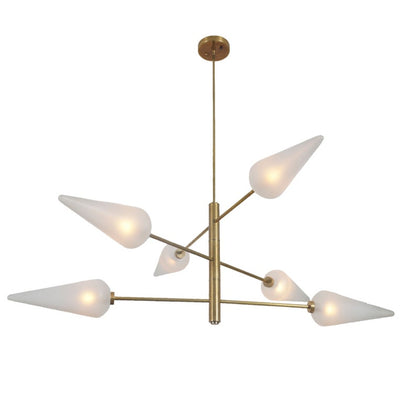 Six Glass Shade Chandelier Modern Handmade Brass Chandelier Ceiling Light Fixture