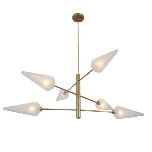 Six Glass Shade Chandelier Modern Handmade Brass Chandelier Ceiling Light Fixture