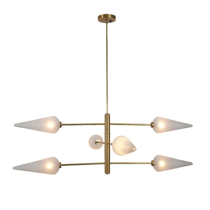 Six Glass Shade Chandelier Modern Handmade Brass Chandelier Ceiling Light Fixture