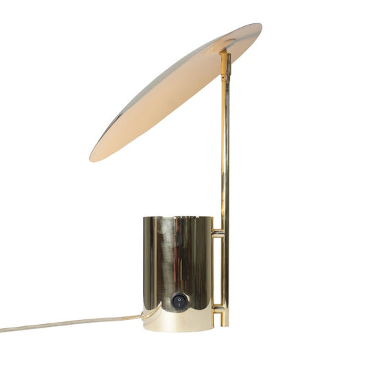 Single Light Shade Italian Style Brass Table Lamp in the Style of Stilnovo