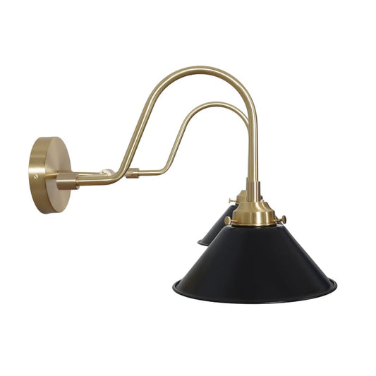 Double Light Conical Shade Sputnik Brass Wall Lamp Beside Wall Sconce