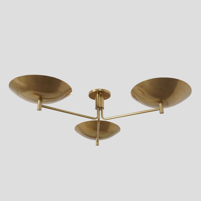 3 Light Mid Century Modern Brass Sputnik Flush Mount Fixture Modern Raw Brass Sputnik chandelier light Fixture