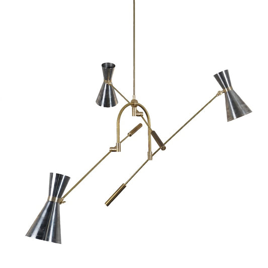 Mid Century Brass Sputnik Suspension Ceiling Chandelier Modern Handmade Brass Three Arm Chandelier Ceiling Light Fixture