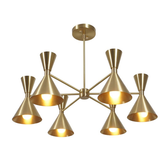 Mid Century Sputnik Chandelier Modern Handmade Brass 6 Lights Chandelier Ceiling Light Fixture