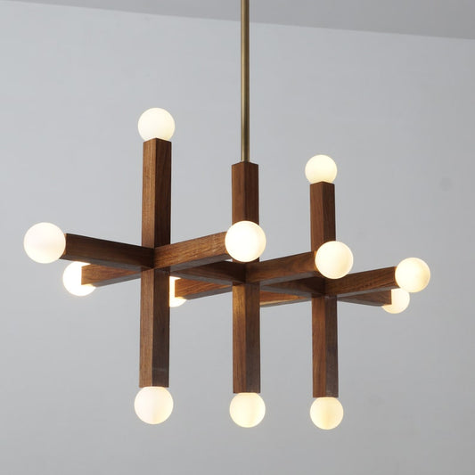 Thirteen Globe Handmade Sputnik Wood Chandelier Pendant Light Fixture Globe Pendant