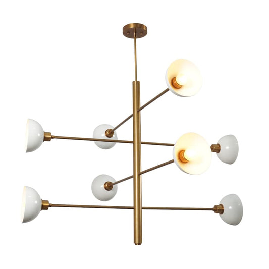 Mid Century Sputnik Eight Dome Shade Light Chandelier Modern Handmade Brass Ceiling Light Fixture