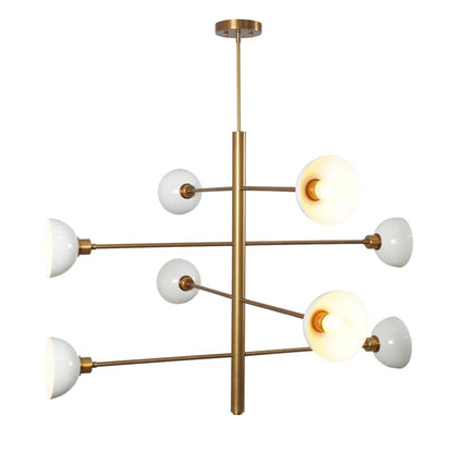 Mid Century Sputnik Eight Dome Shade Light Chandelier Modern Handmade Brass Ceiling Light Fixture