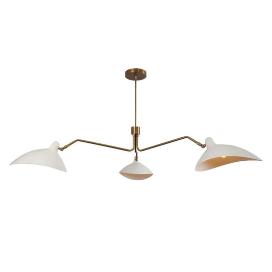Handmade 3 Light Curved Shade Mid Century Modern Raw Brass Sputnik chandelier light Fixture Semi Flush Mount