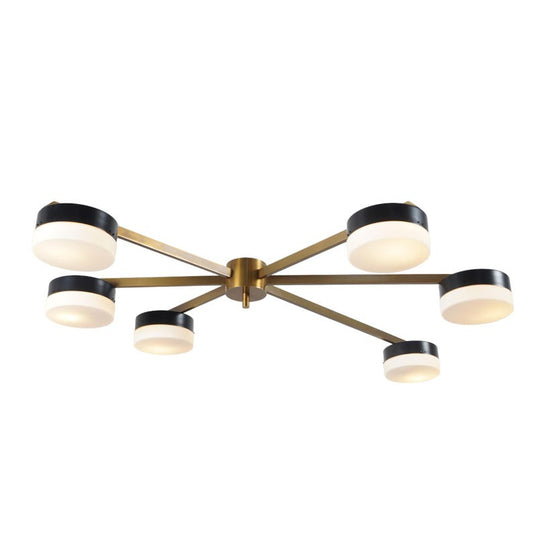 Five Light Glass Shade Brass Sputnik Ceiling Flush Mount Wall Lamp Semi Flush Mount Fixture