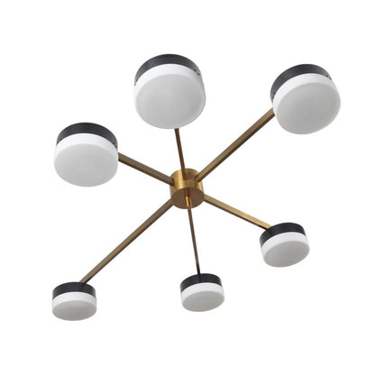 Five Light Glass Shade Brass Sputnik Ceiling Flush Mount Wall Lamp Semi Flush Mount Fixture