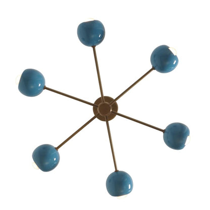Six Light eyeball Shade Brass Sputnik Handmade Ceiling Light Chandelier Pinwheel Chandelier