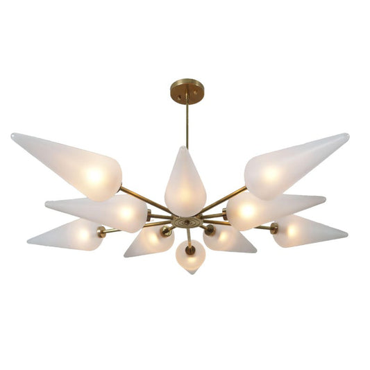 Ten Glass Shade Chandelier Modern Handmade Brass Chandelier Ceiling Light Fixture Flush Mount