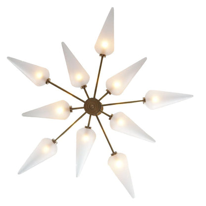 Ten Glass Shade Chandelier Modern Handmade Brass Chandelier Ceiling Light Fixture Flush Mount