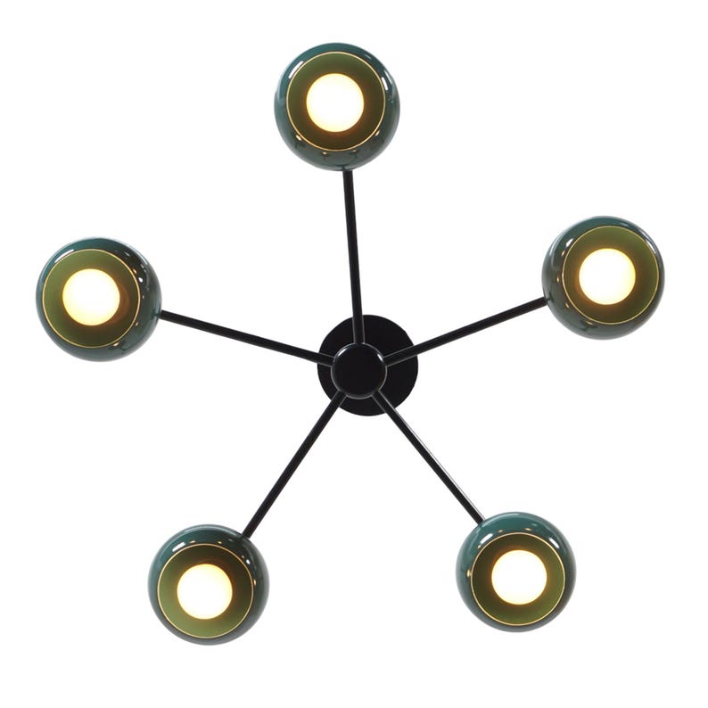 Five Light eyeball Shade Sputnik Brass Starburst Ceiling Chandelier Light Fixture