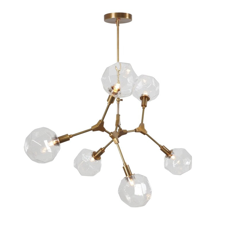 Handmade Elegant Lighting 6 - Light modern Brass Sputnik Branch Chandelier