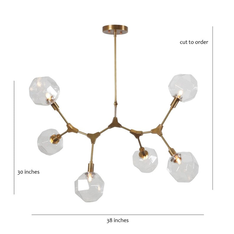 Handmade Elegant Lighting 6 - Light modern Brass Sputnik Branch Chandelier