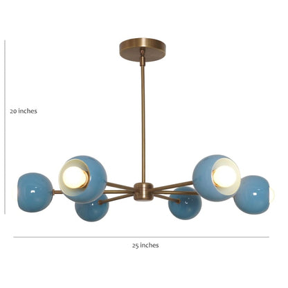 Six Light eyeball Shade Brass Sputnik Handmade Ceiling Light Chandelier Pinwheel Chandelier