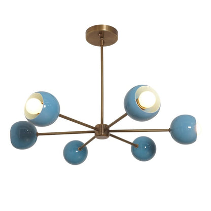 Six Light eyeball Shade Brass Sputnik Handmade Ceiling Light Chandelier Pinwheel Chandelier