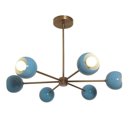 Six Light eyeball Shade Brass Sputnik Handmade Ceiling Light Chandelier Pinwheel Chandelier