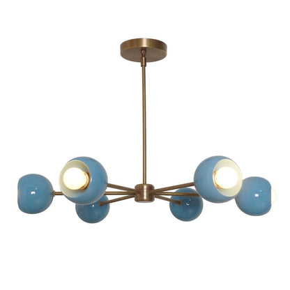 Six Light eyeball Shade Brass Sputnik Handmade Ceiling Light Chandelier Pinwheel Chandelier