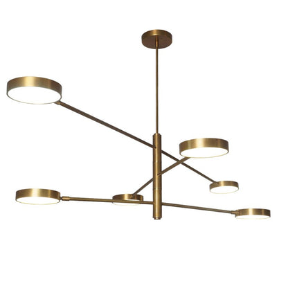 Large Handmade Brass Six LED Strip Light Sputnik Starburst Ceiling Chandelier