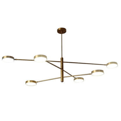 Large Handmade Brass Six LED Strip Light Sputnik Starburst Ceiling Chandelier