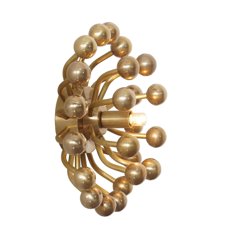 Handmade Mid Century Style Brass Pistillo Wall Sconce Wall Lamp Sculpture Pistillo Sconce