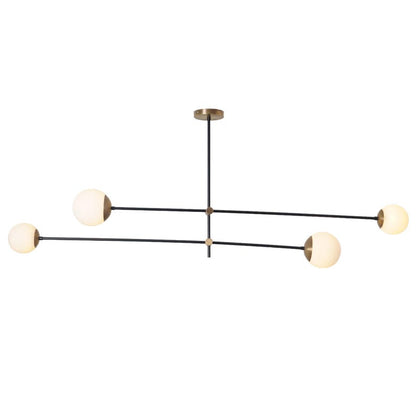 Mid Century Sputnik Four Globe Chandelier Modern Handmade Brass Chandelier Ceiling Light Fixture