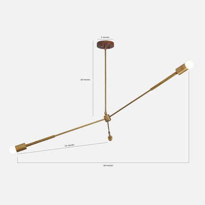 Three Arm Light Linear Chandelier Modern Handmade Brass Chandelier Ceiling Light Fixture
