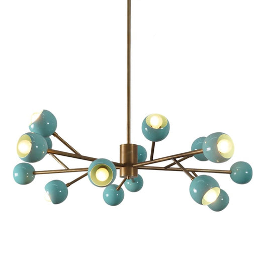 15 Light Color Shade Brass Sputnik Starburst Ceiling Branch Chandelier Light Fixture