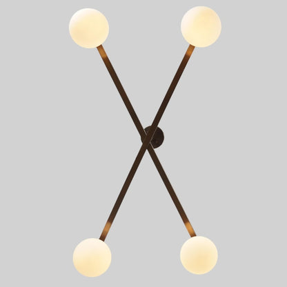 Stilnovo Style Four Light Glass Globe Light Shade Sputnik Starburst Ceiling Pendant Chandelier Light Fixture