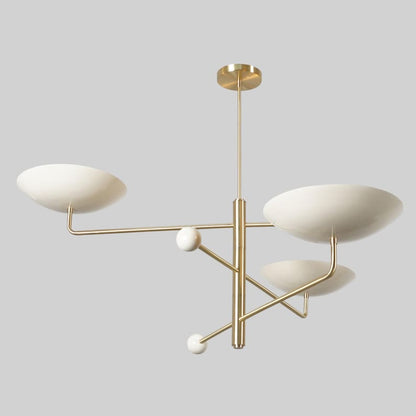 Three Curved Disk Shade Light Ceiling Counter ball Pendant Mid Century Modern Patina Brass Sputnik chandelier light Fixture