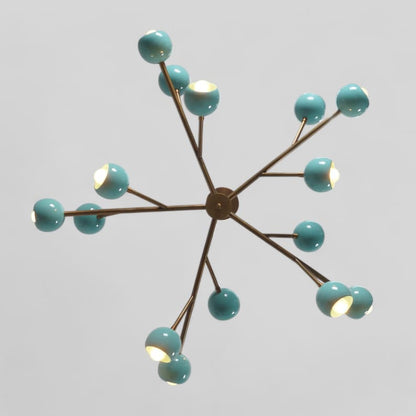 15 Light Color Shade Brass Sputnik Starburst Ceiling Branch Chandelier Light Fixture