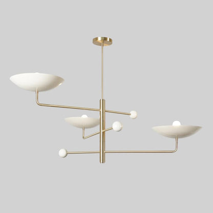 Three Curved Disk Shade Light Ceiling Counter ball Pendant Mid Century Modern Patina Brass Sputnik chandelier light Fixture