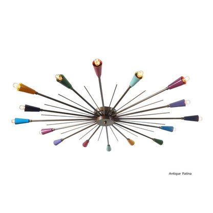 16 Arm Multi Color Shade Lights Brass Sputnik Ceiling Flush Mount Wall Lamp Flush Mount Fixture